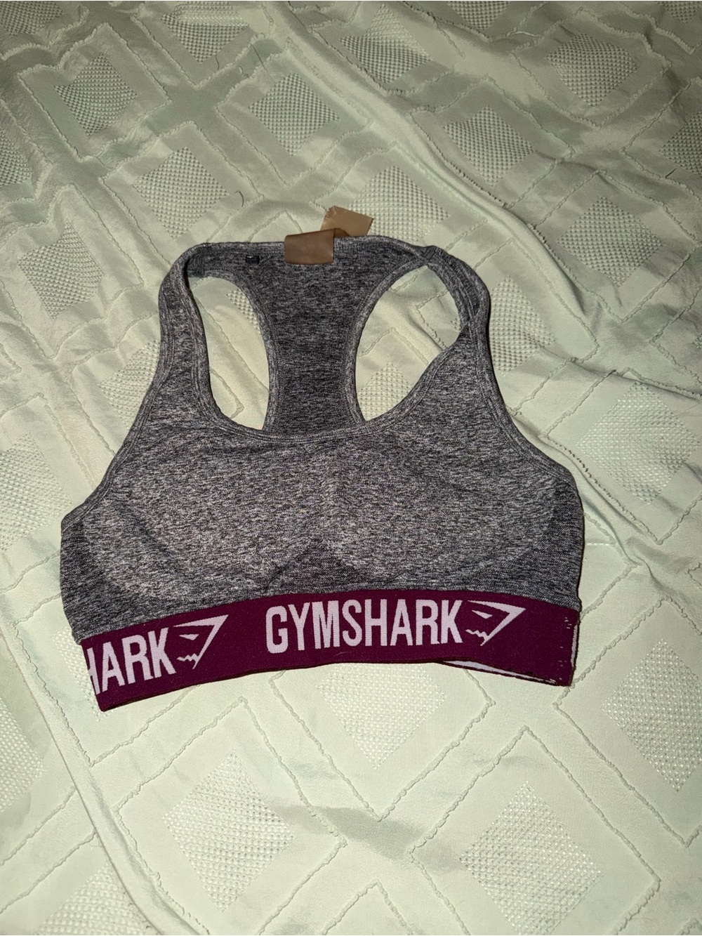 Gymshark Grey Seamless Sports Bra with Maroon Band